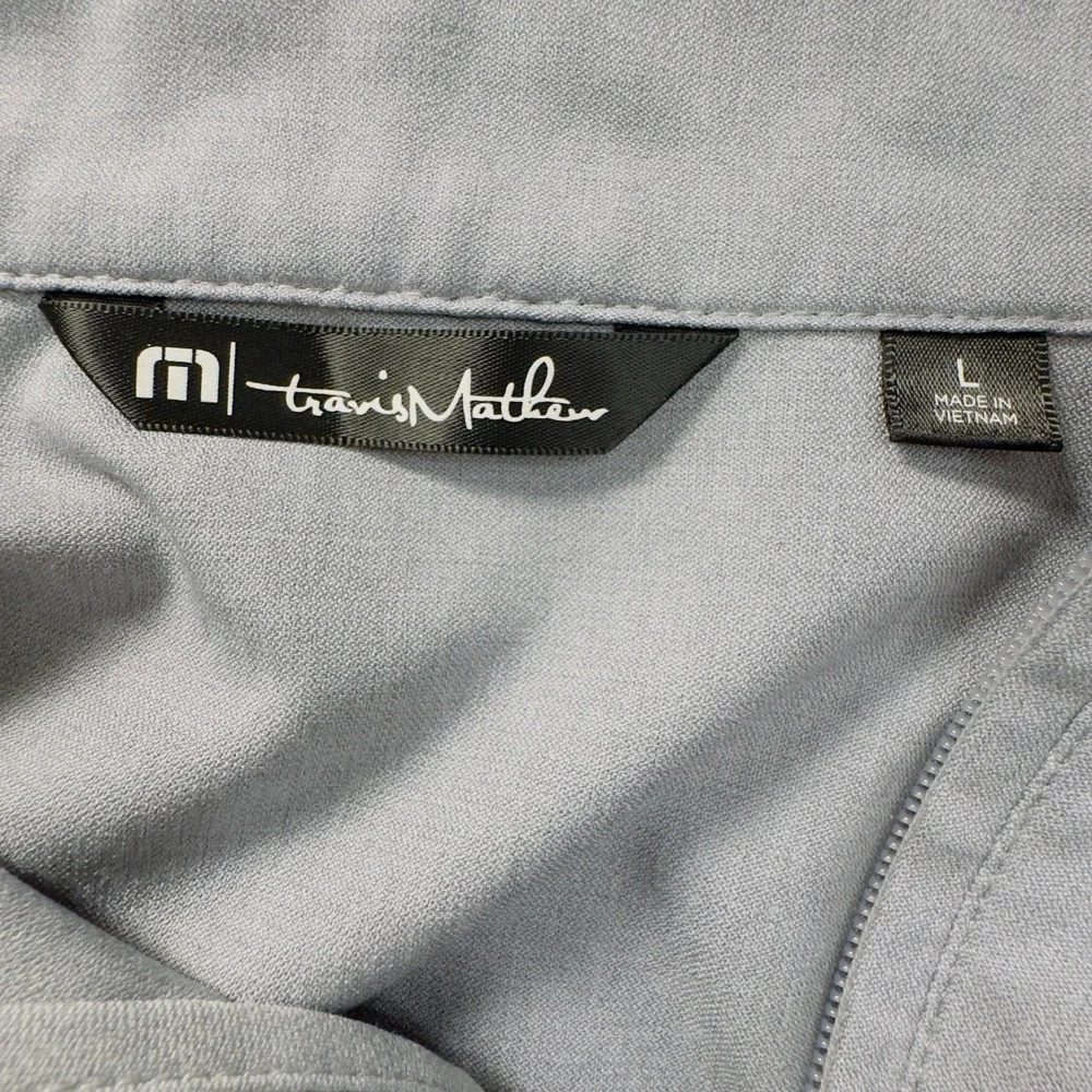 TravisMathew Light Gray Gradient Stripe Quarter Zip Pullover Men's Size Large